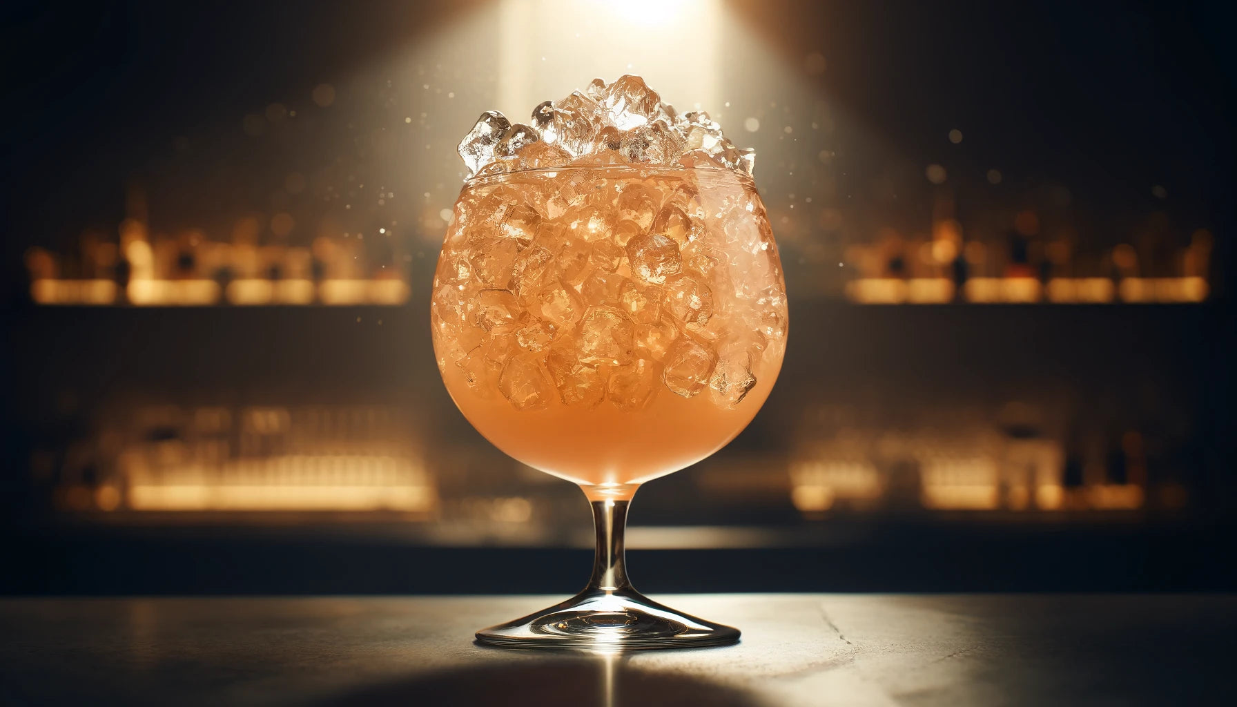 Refreshing Peach Bellini with a Crunchy Twist: Made with Nugget Ice