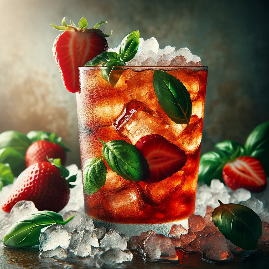  Strawberry Basil Iced Tea: A Vividmoo Creation with Nugget Ice